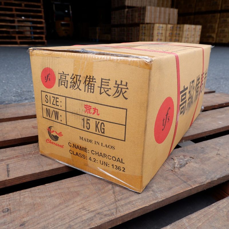 ラオス備長炭　荒丸 直径 約2cm~4cm 2箱×15kg