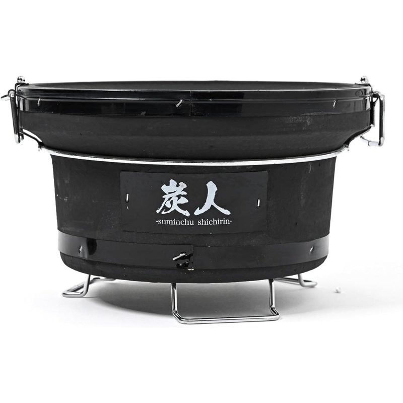 【TFS】炭人 七輪TY18 バーベキューコンロ 丸型[黒] 珪藻土 BBQ アウトドア 炭火